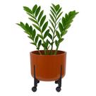 Vaso De Plantas 16L Decorativo Cachepô 33cm Pé Com Rodinha Terracota
