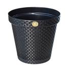 Vaso de Plantas Redondo com Prato Rattan 10 Litros Preto Arqplast