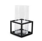 Vaso de Vidro 24,5cm Com Suporte Decorativo Frame Aço Forma