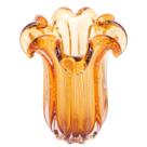 Vaso de Vidro Âmbar Decorativo Flat Italy 19x24cm Elegante