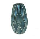 Vaso De Vidro Azul Gold Sala Estar Moderno Decorativo 23cm