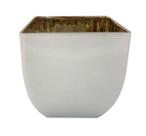 Vaso de Vidro Branco Fosco Veludo Quadrado p/ Casa 13cm