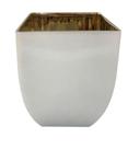 Vaso de Vidro Branco Fosco Veludo Quadrado p/ Casa 16cm