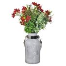 Vaso De Vidro Branco Home Sweet Home Cordão Arranjo Vermelho