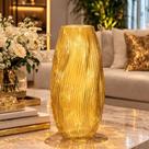 Vaso de Vidro Canelado Âmbar Decorativo Elegante - 33cm Vaso de Vidro Canelado Âmbar Decorativo Elegante - 33cm
