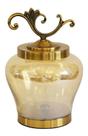 Vaso De Vidro Decorativo Transparente Dourado Tampa 35 X 25
