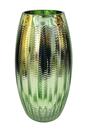 Vaso de Vidro Grande Verde Metalico Decorativo p/ Casa 30cm