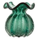 Vaso de Vidro Murano Flor Plantas Arranjos Verde Esmeralda Trouxinha 10x11cm Lemis