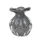 Vaso de Vidro Murano Frufru Cinza Grafite São Marcos 14x10cm