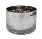 Vaso de Vidro Prata Craquelado Castiçal para Casa 8cm