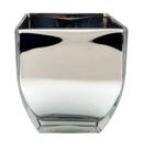 Vaso de Vidro Prata Metálico Quadrado p/ Casa 16cm