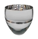 Vaso de Vidro Prata Oval Liso Decorativo para Casa 16cm