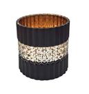 Vaso de Vidro Preto Fosco Gold Decorativo para Casa 14cm