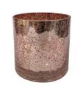 Vaso de Vidro Rose Craquelado Castiçal para Casa 12cm