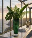 Vaso de Vidro Verde Decorativo Elegante Moderno - 40cm