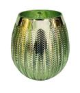 Vaso de Vidro Verde Metálico Redondo Decorativo p/ Casa 21cm
