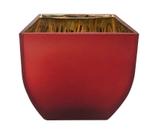 Vaso de Vidro Vermelho Fosco Veludo Quadrado p/ Casa 13cm