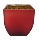 Vaso de Vidro Vermelho Fosco Veludo Quadrado p/ Casa 16cm