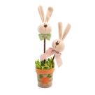 Vaso decor c/2 cabecas coelho com laco