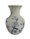 Vaso Decor Cerâmica Portuguesa Floral Azul e Branco 15cm
