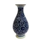 Vaso Decor em Cerâmica Portuguesa Traços Azul e Branco 12x22cm