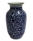 Vaso Decor em Cerâmica Portuguesa Traços Azul e Branco 20cm Vaso Decor em Cerâmica Portuguesa Traços Azul e Branco 20cm