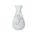 Vaso Decor em Porcelana Branco Flores c/Borda Dourada 11x17,5cm
