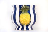 Vaso Decorativo Abacaxi em Cerâmica Moldada e Pintada a Mão Grande