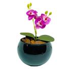 Vaso Decorativo Aquario Preto Esmaltado com Mini Orquídea Vaso Decorativo Aquario Preto Esmaltado com Mini Orquídea