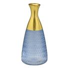 Vaso Decorativo Azul Dourado Luxo Moderno Sala Casa