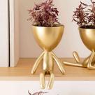 Vaso Decorativo Bob Robert Sentado Em Poliresina Dourado 14,5 cm M02 - D'Rossi