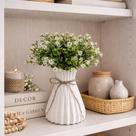 Vaso Decorativo Branco Com Buque Flores Artificiais Realistas decoração minimalista para casa escritórios vasos para estante centro de mesa