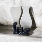 Vaso Decorativo Branco Dupla Com Palavra Love Em Cerâmica