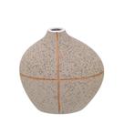 Vaso decorativo cerâmica 21,5cm bege dourado e marrom