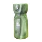 Vaso Decorativo Cerâmica Canelado Cor Verde Casa Escritório