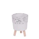 Vaso decorativo ceramica estilo granilite com pes de madeira