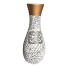 Vaso Decorativo Cerâmica Love 12x30cm - Marca Barcode Bars Space, com Proteção Inferior para Móveis