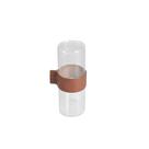 Vaso Decorativo Cilindrico de Vidro com Faixa de Couro 15cm RHO0006 BTC
