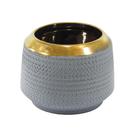 Vaso Decorativo Cinza Acabamento Dourado Finos Traços Luxo Vaso Decorativo Cinza Acabamento Dourado Finos Traços Luxo