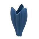 Vaso Decorativo Contemporaneo Ceramica Azul Ondulados