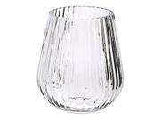 Vaso Decorativo De Mesa Para Flores Naturais Em Vidro Canelado Luxo