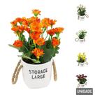 Vaso Decorativo De Plastico 25cm Com Flores Color