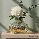 Vaso Decorativo de Vidro Solitaire P Degradê Dourado e Textura Orgânica