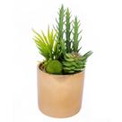 Vaso Decorativo Dourado Com Mix de Suculentas Artificiais F04 - D'Rossi