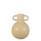 Vaso decorativo em ceramica bege escuro com alca iv 16,5cm