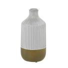 VASO DECORATIVO EM CERAMICA BRANCO E MARROM 27,5cm