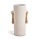 Vaso Decorativo em Cerâmica com Detalhe em Corda Branco Mart