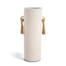 Vaso Decorativo em Cerâmica com Detalhe em Corda Branco Mart