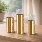 Vaso Decorativo em Metal Dourado com Acrílico Texturizado BTC