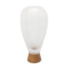 Vaso decorativo em vidro e madeira branco fosco p 20x15cm